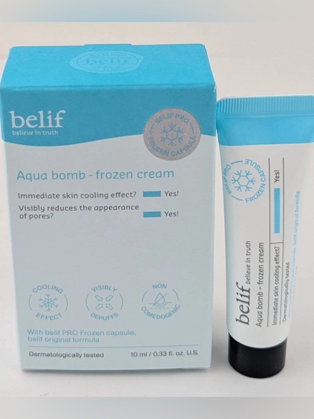Belif Aqua Bomb Frozen Cream Cooling Gel 0.33 fl oz/ 10ml NIB Fresh Sealed